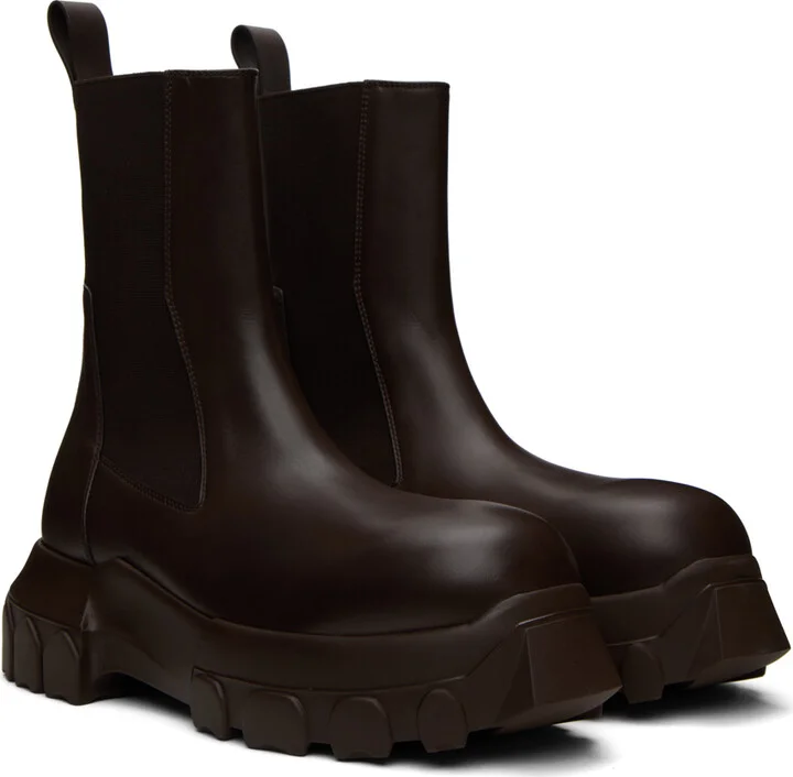 Rick Owens Brown Beatle Bozo Tractor Boots - Image 4