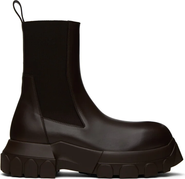 Rick Owens Brown Beatle Bozo Tractor Boots