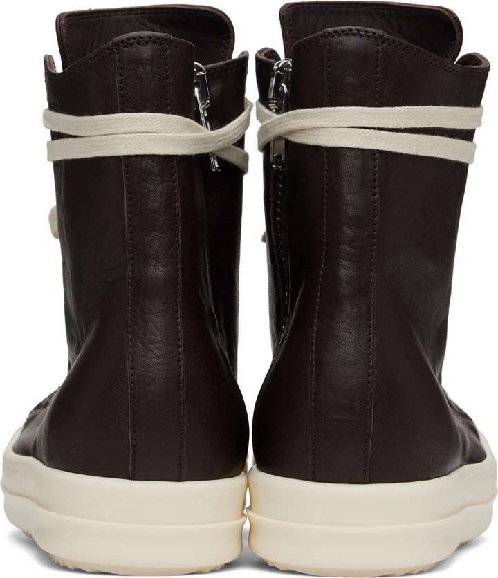 Rick Owens Brown Hollywood Goat Leather Sneakers - Image 2
