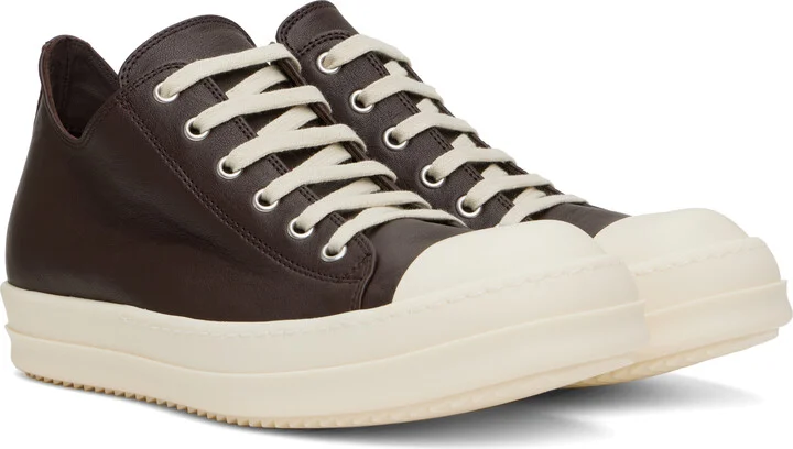 Rick Owens Brown Hollywood Low Sneaks Sneakers - Image 4