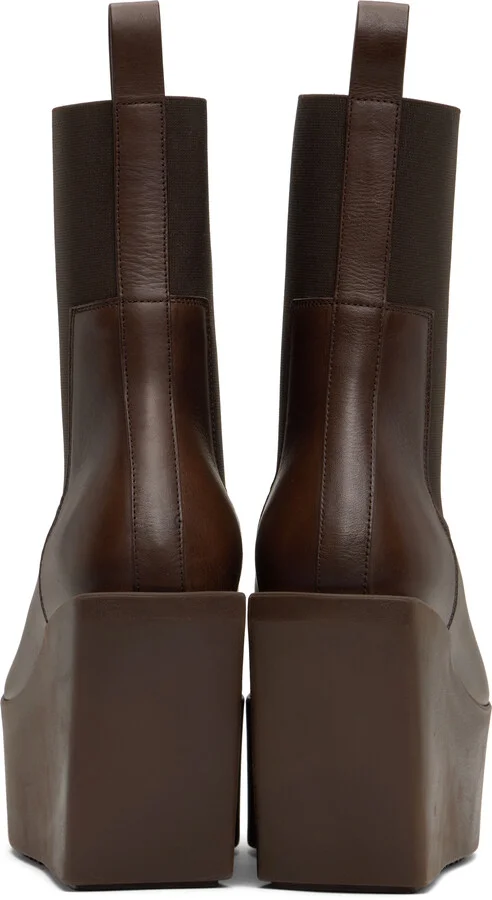 Rick Owens Brown Hollywood Sliver Platform Beatles Chelsea Boots - Image 2