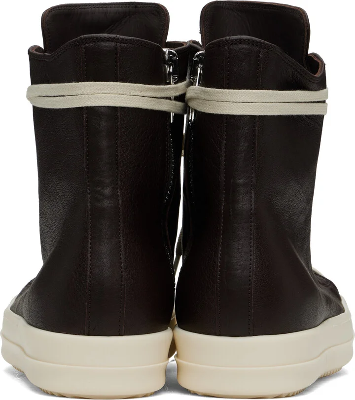 Rick Owens Brown Hollywood Waxy Goat Leather Sneakers - Image 2