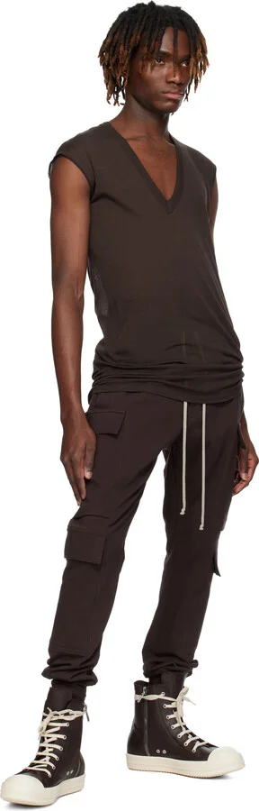 Rick Owens Brown Hollywood Waxy Goat Leather Sneakers - Image 5