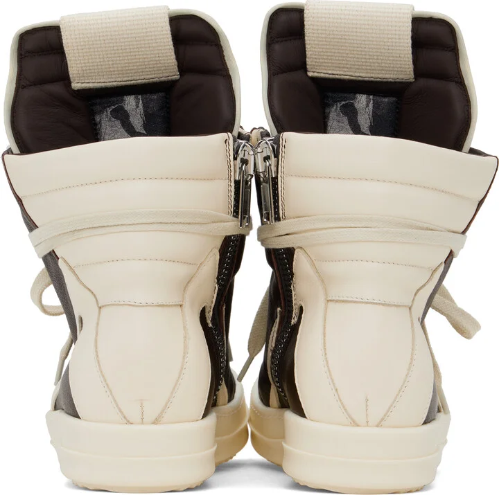 Rick Owens Brown & Off-White Hollywood Geobasket Sneakers - Image 2