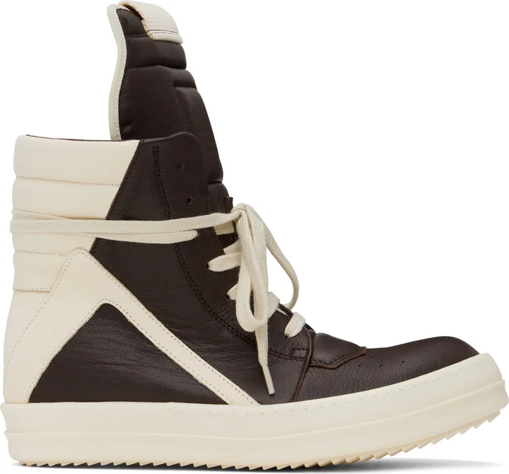 Rick Owens Brown & Off-White Hollywood Geobasket Sneakers