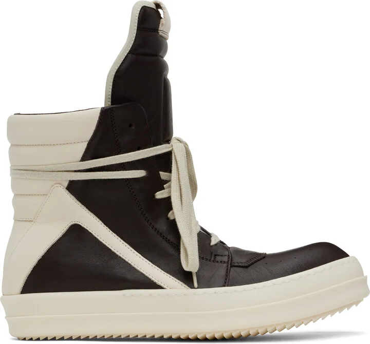 Rick Owens Brown & Off-White Hollywood Geobasket Sneakers