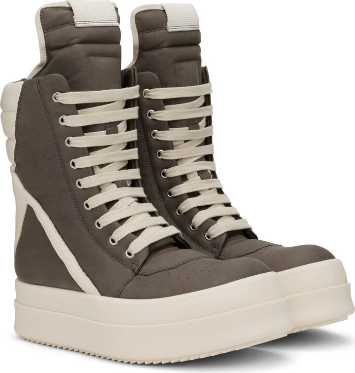 Rick Owens Brown & Off-White Porterville Mega Geobasket Sneakers - Image 4