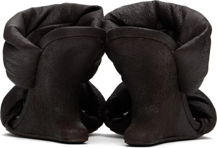 Rick Owens Brown Porterville Cantilever 8 Twisted Heeled Sandals - Image 2