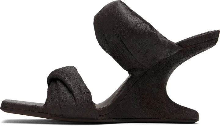 Rick Owens Brown Porterville Cantilever 8 Twisted Heeled Sandals - Image 3