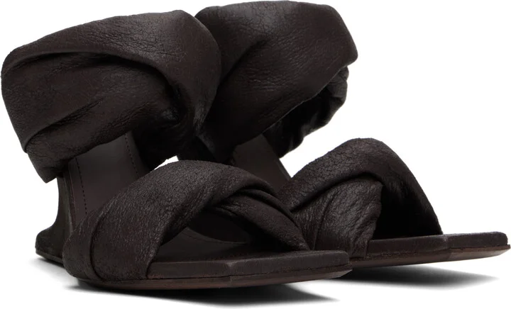 Rick Owens Brown Porterville Cantilever 8 Twisted Heeled Sandals - Image 4
