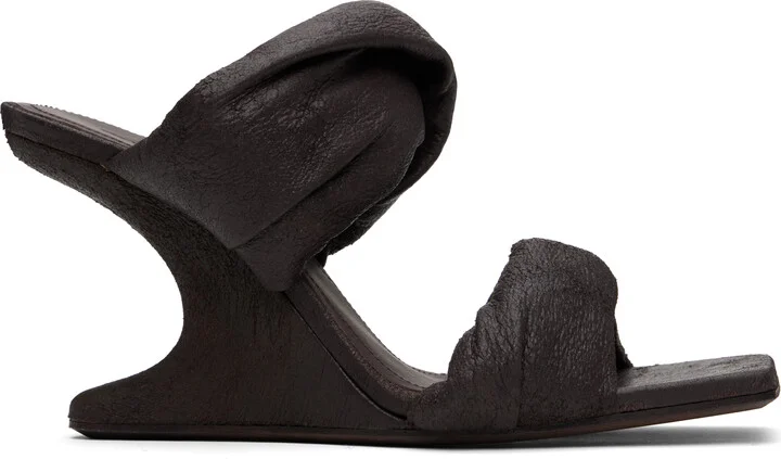 Rick Owens Brown Porterville Cantilever 8 Twisted Heeled Sandals