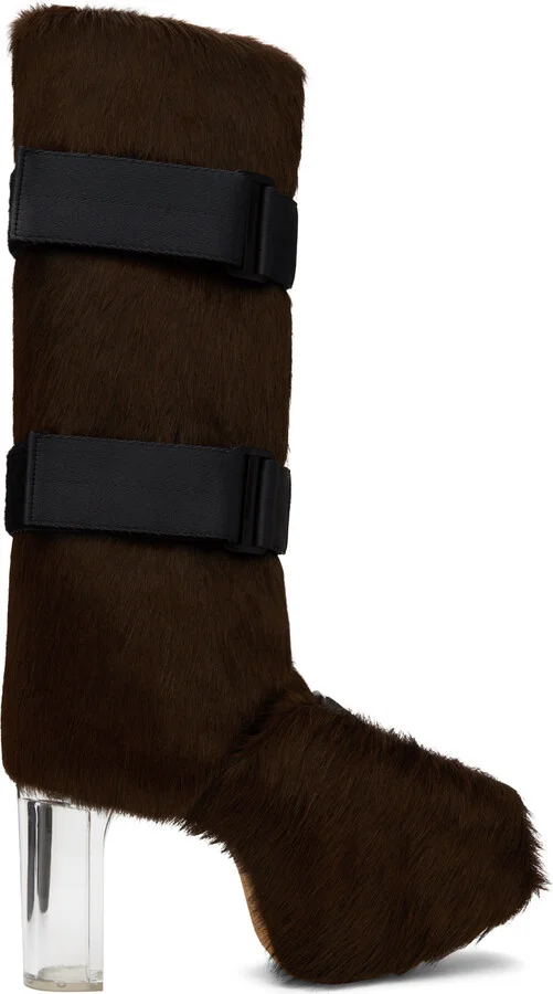 Rick Owens Brown Splint Platform Boots