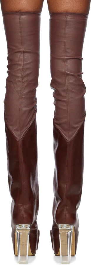 Rick Owens Burgundy Rhino Grilled Kiss Boots - Image 2