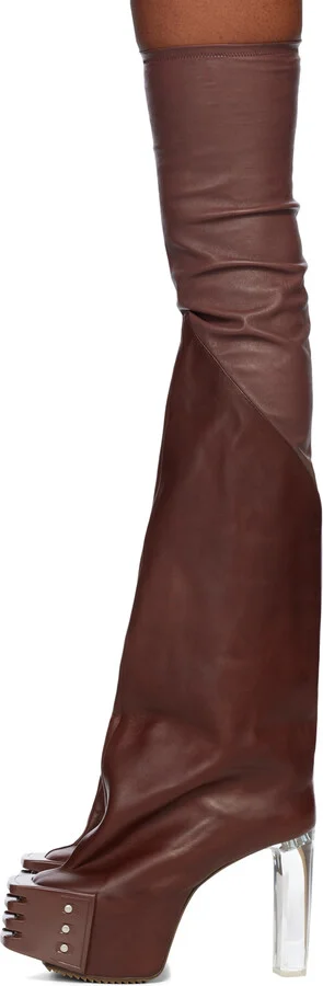 Rick Owens Burgundy Rhino Grilled Kiss Boots - Image 3