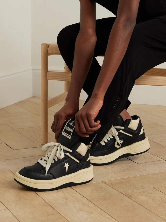 Rick Owens - + Converse Turbowpn Leather High-top Sneakers - Black - Image 2