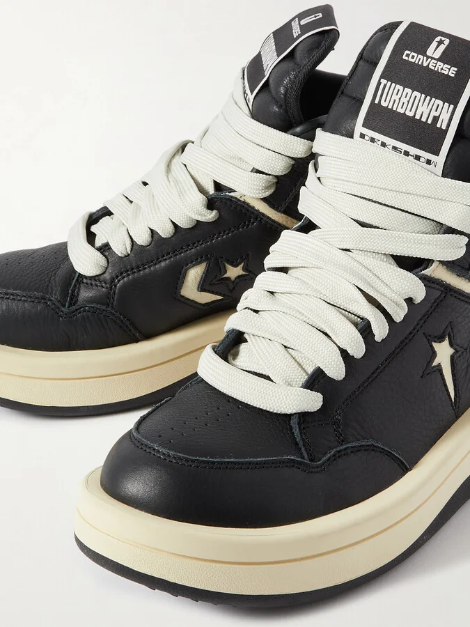 Rick Owens - + Converse Turbowpn Leather High-top Sneakers - Black - Image 4