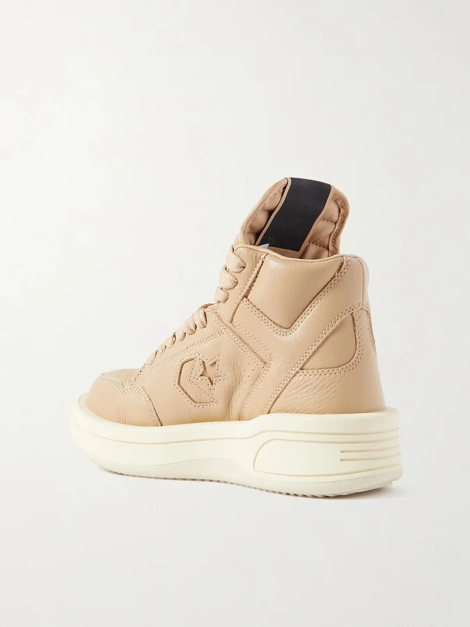Rick Owens - + Converse Turbowpn Leather High-top Sneakers - Neutrals - Image 3