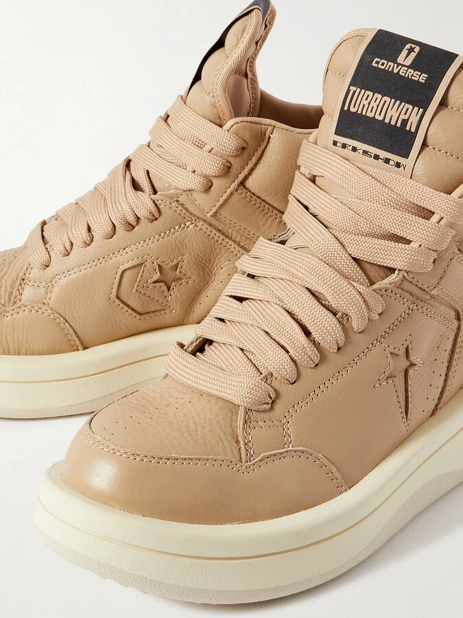 Rick Owens - + Converse Turbowpn Leather High-top Sneakers - Neutrals - Image 4