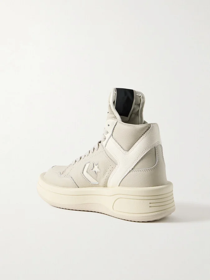 Rick Owens - + Converse Turbowpn Textured-leather High-top Sneakers - Neutrals - Image 3