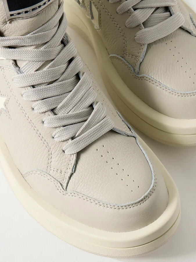 Rick Owens - + Converse Turbowpn Textured-leather High-top Sneakers - Neutrals - Image 4