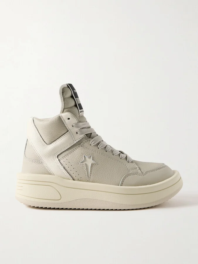 Rick Owens - + Converse Turbowpn Textured-leather High-top Sneakers - Neutrals