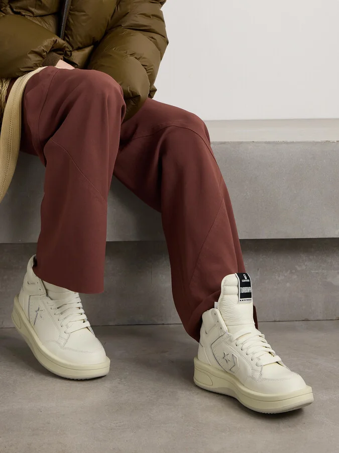 Rick Owens - + Converse Turbowpn Textured-leather High-top Sneakers - Off-white - Image 2
