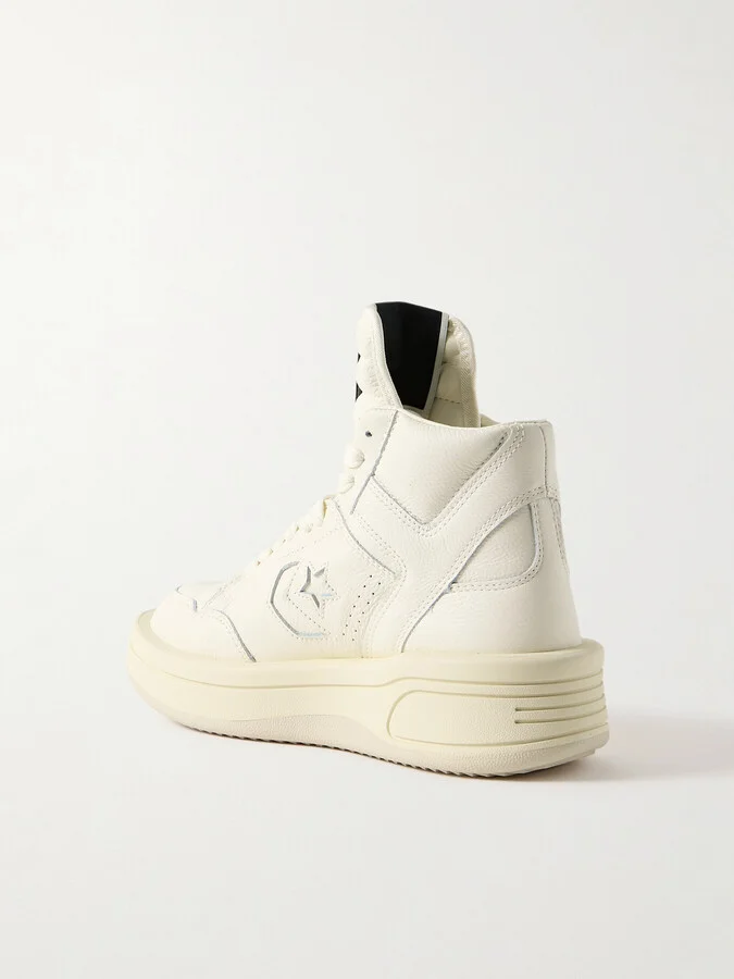 Rick Owens - + Converse Turbowpn Textured-leather High-top Sneakers - Off-white - Image 3