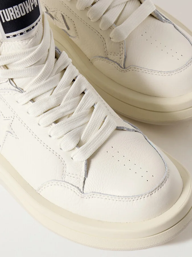 Rick Owens - + Converse Turbowpn Textured-leather High-top Sneakers - Off-white - Image 4