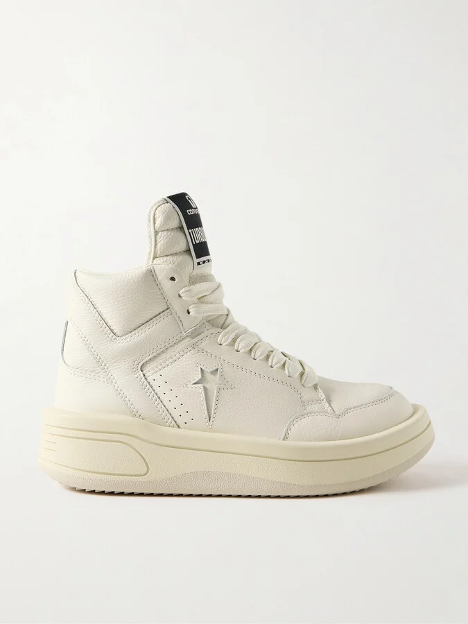 Rick Owens - + Converse Turbowpn Textured-leather High-top Sneakers - Off-white