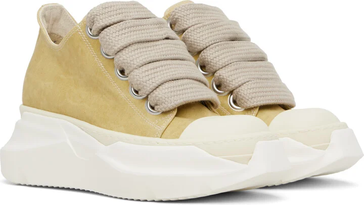 Rick Owens DRKSHDW Beige Hollywood Jumbo Laces Abstract Low Sneak Sneakers - Image 4