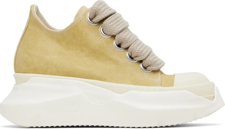 Rick Owens DRKSHDW Beige Hollywood Jumbo Laces Abstract Low Sneak Sneakers