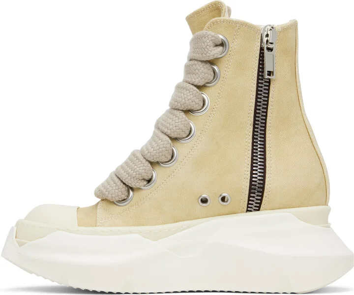 Rick Owens DRKSHDW Beige Hollywood Jumbo Laces Abstract Sneak Sneakers - Image 3