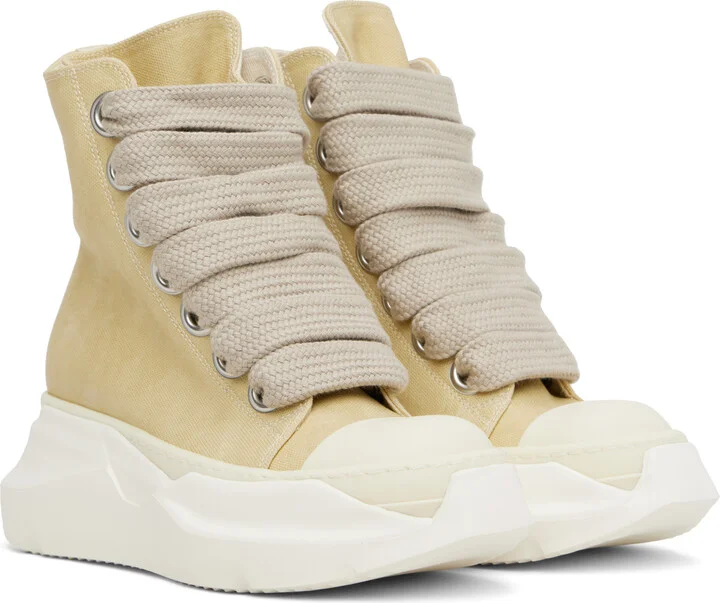 Rick Owens DRKSHDW Beige Hollywood Jumbo Laces Abstract Sneak Sneakers - Image 4