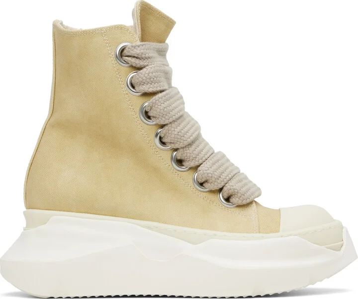 Rick Owens DRKSHDW Beige Hollywood Jumbo Laces Abstract Sneak Sneakers