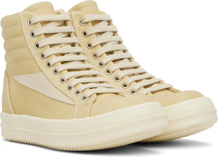 Rick Owens DRKSHDW Beige Hollywood Vintage High Sneaks Sneakers - Image 4