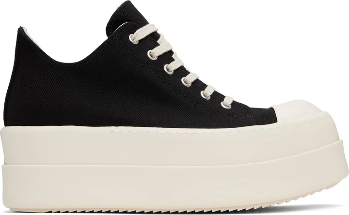 Rick Owens DRKSHDW Black Hollywood Double Bumper Low Sneaks Sneakers