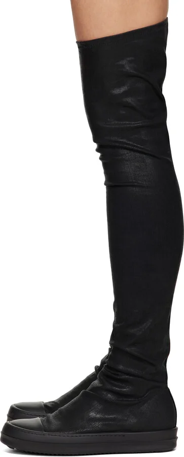 Rick Owens DRKSHDW Black Hollywood High Sock Sneaks Tall Boots - Image 3