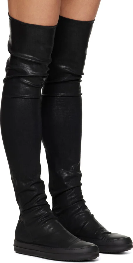 Rick Owens DRKSHDW Black Hollywood High Sock Sneaks Tall Boots - Image 4