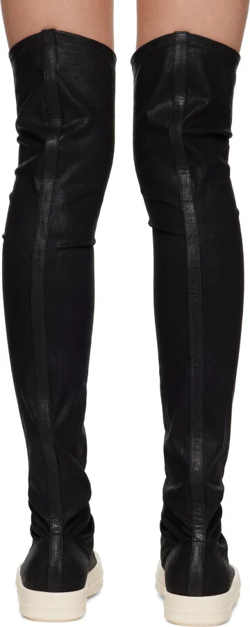 Rick Owens DRKSHDW Black Hollywood High-Sock Sneaks Tall Boots - Image 2