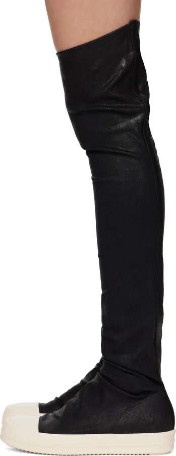 Rick Owens DRKSHDW Black Hollywood High-Sock Sneaks Tall Boots - Image 3