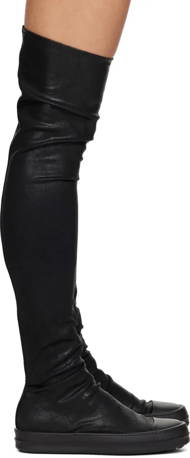 Rick Owens DRKSHDW Black Hollywood High Sock Sneaks Tall Boots