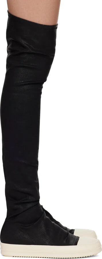 Rick Owens DRKSHDW Black Hollywood High-Sock Sneaks Tall Boots