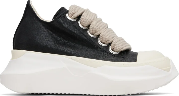 Rick Owens DRKSHDW Black Hollywood Jumbo Laces Abstract Low Sneak Sneakers