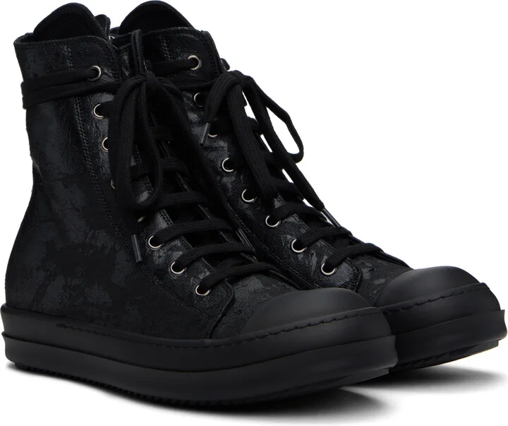 Rick Owens DRKSHDW Black Hollywood Megacrust Denim Sneaks Sneakers - Image 4
