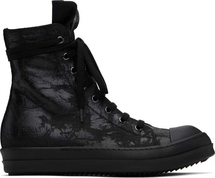 Rick Owens DRKSHDW Black Hollywood Megacrust Denim Sneaks Sneakers