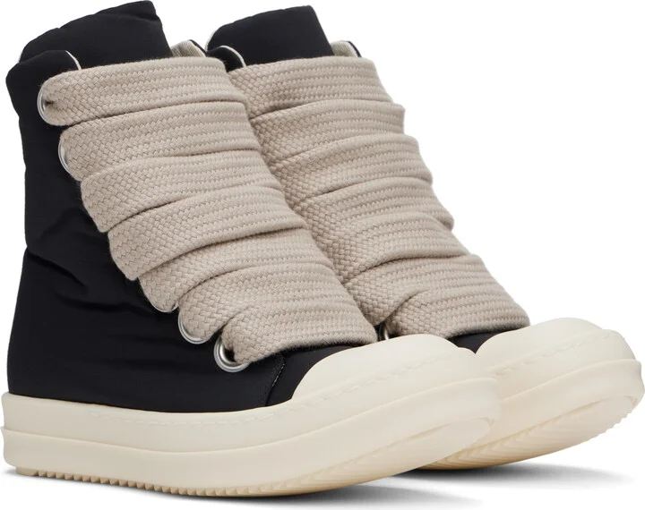 Rick Owens DRKSHDW Black & Off-White Hollywood Jumbo Lace Puffer Sneaks Sneakers - Image 4