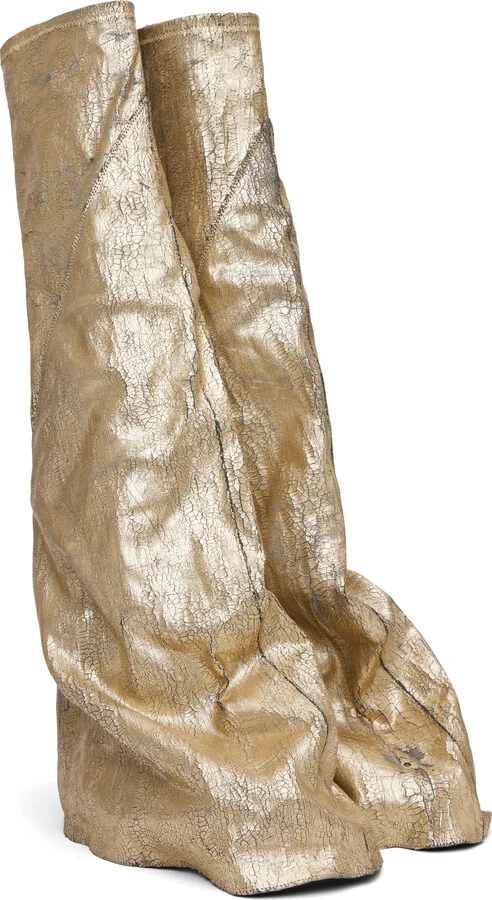 Rick Owens DRKSHDW Gold Hollywood Fetish Tall Boots - Image 4