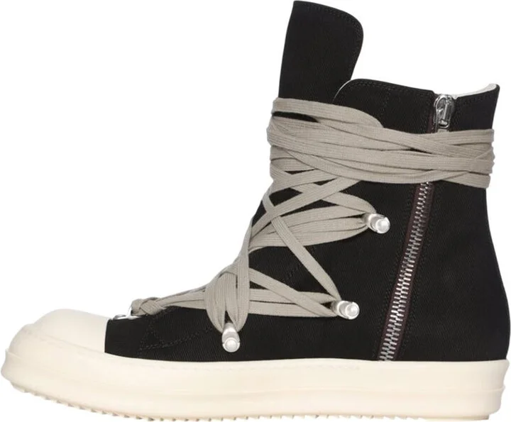 Rick Owens Drkshdw Megalace Overdyed Denim Sneakers - Image 3