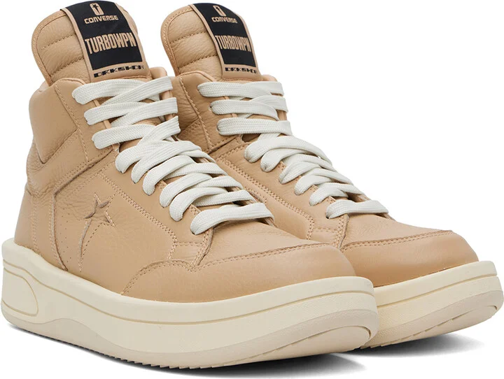 Rick Owens DRKSHDW Tan Converse Edition TURBOWPN Mid Sneakers - Image 4
