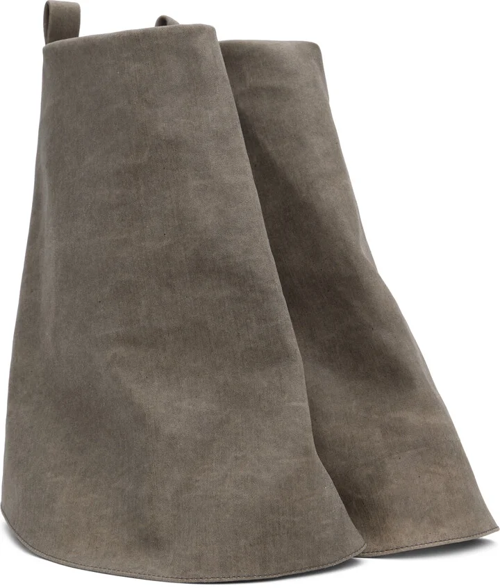 Rick Owens DRKSHDW Taupe Low Fetish Boots - Image 4